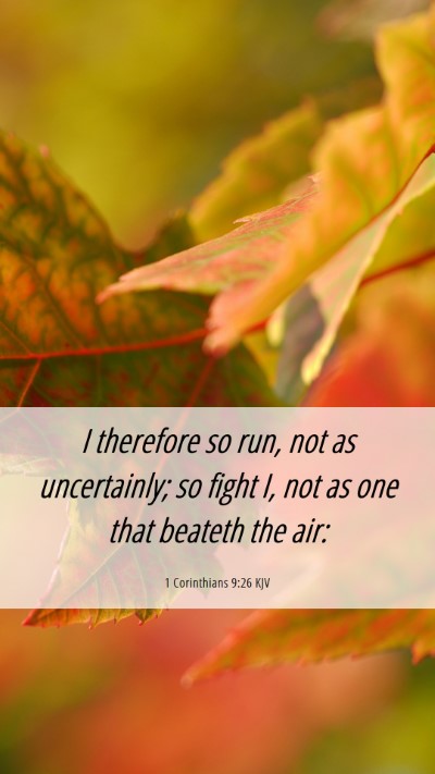 Picture 06 - 1 Corinthians 9:26 KJV Mobile Phone Wallpaper - I therefore so run, not as uncertainly; so fight - Mobile Bible Verse Wallpaper