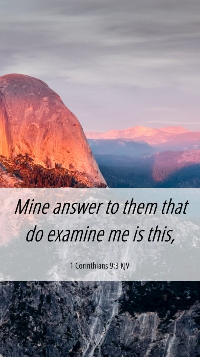 Picture 06 - 1 Corinthians 9:3 KJV Mobile Phone Wallpaper - Mine answer to them that do examine me is - Mobile Bible Verse Wallpaper