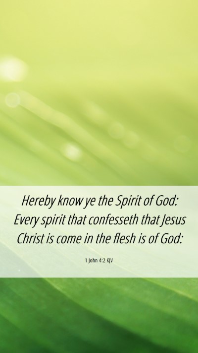 Picture 06 - 1 John 4:2 KJV Mobile Phone Wallpaper - Hereby know ye the Spirit of God: Every spirit - Mobile Bible Verse Wallpaper