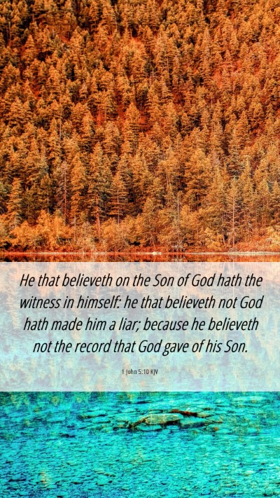 Picture 06 - 1 John 5:10 KJV Mobile Phone Wallpaper - He that believeth on the Son of God hath the - Mobile Bible Verse Wallpaper