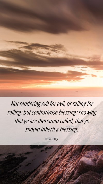 Picture 06 - 1 Peter 3:9 KJV Mobile Phone Wallpaper - Not rendering evil for evil, or railing for - Mobile Bible Verse Wallpaper