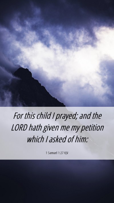 Picture 06 - 1 Samuel 1:27 KJV Mobile Phone Wallpaper - For this child I prayed; and the LORD hath given - Mobile Bible Verse Wallpaper