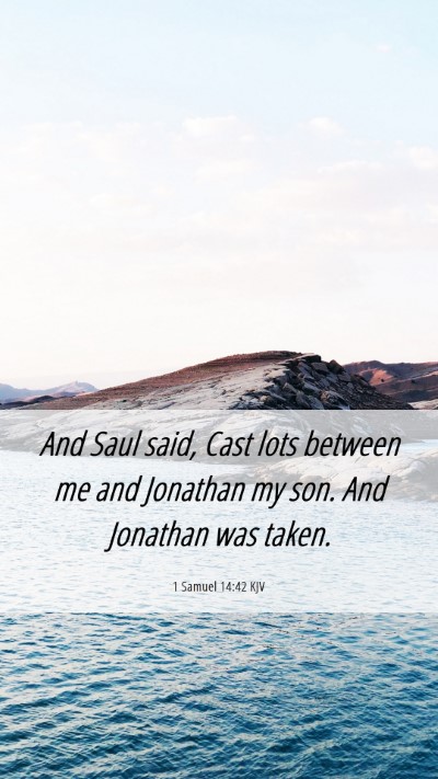 Picture 06 - 1 Samuel 14:42 KJV Mobile Phone Wallpaper - And Saul said, Cast lots between me and Jonathan - Mobile Bible Verse Wallpaper