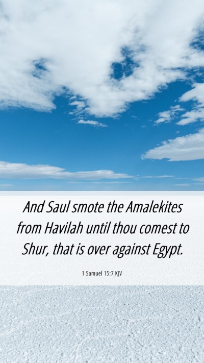 Picture 06 - 1 Samuel 15:7 KJV Mobile Phone Wallpaper - And Saul smote the Amalekites from Havilah until - Mobile Bible Verse Wallpaper
