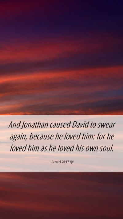 Picture 06 - 1 Samuel 20:17 KJV Mobile Phone Wallpaper - And Jonathan caused David to swear again, because - Mobile Bible Verse Wallpaper