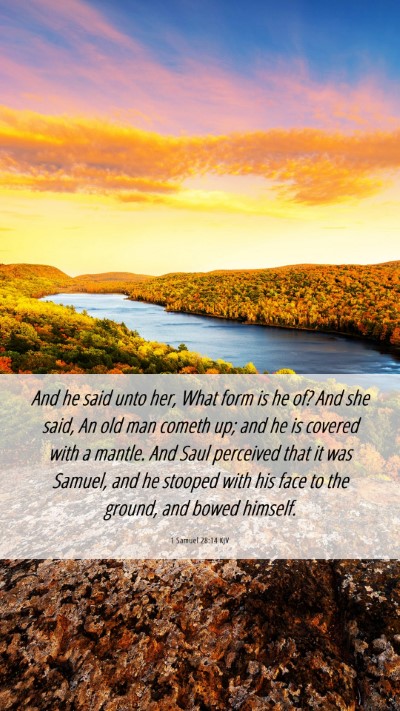 Picture 06 - 1 Samuel 28:14 KJV Mobile Phone Wallpaper - And he said unto her, What form is he of? And she - Mobile Bible Verse Wallpaper