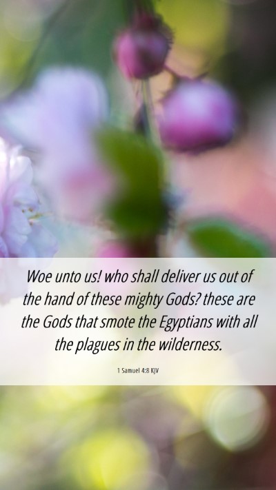 Picture 06 - 1 Samuel 4:8 KJV Mobile Phone Wallpaper - Woe unto us! who shall deliver us out of the hand - Mobile Bible Verse Wallpaper