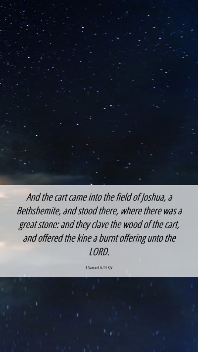 Picture 06 - 1 Samuel 6:14 KJV Mobile Phone Wallpaper - And the cart came into the field of Joshua, a - Mobile Bible Verse Wallpaper