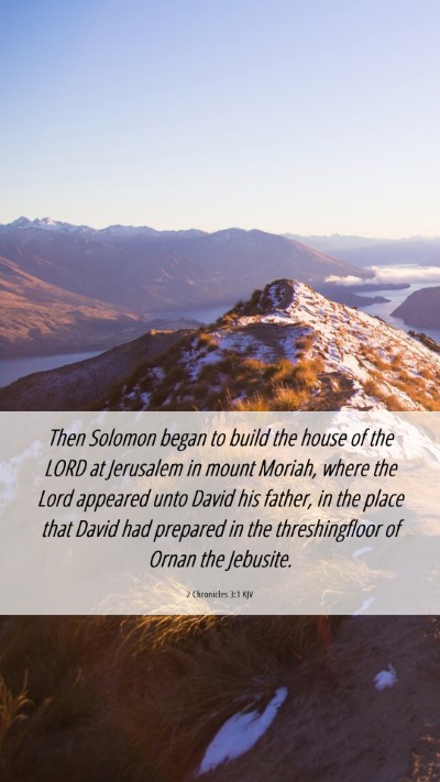 Picture 06 - 2 Chronicles 3:1 KJV Mobile Phone Wallpaper - Then Solomon began to build the house of the LORD - Mobile Bible Verse Wallpaper