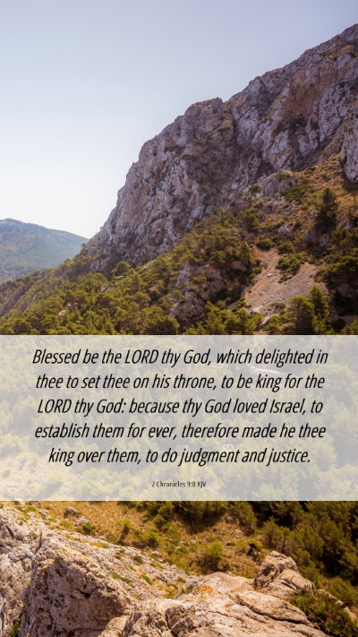 Picture 06 - 2 Chronicles 9:8 KJV Mobile Phone Wallpaper - Blessed be the LORD thy God, which delighted in - Mobile Bible Verse Wallpaper