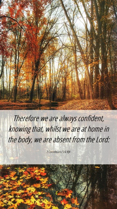 Picture 06 - 2 Corinthians 5:6 KJV Mobile Phone Wallpaper - Therefore we are always confident, knowing that, - Mobile Bible Verse Wallpaper