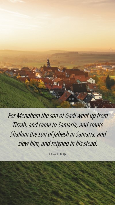 Picture 06 - 2 Kings 15:14 KJV Mobile Phone Wallpaper - For Menahem the son of Gadi went up from Tirzah, - Mobile Bible Verse Wallpaper