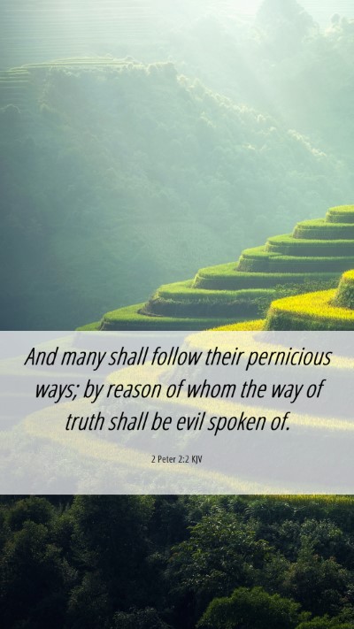 Picture 06 - 2 Peter 2:2 KJV Mobile Phone Wallpaper - And many shall follow their pernicious ways; by - Mobile Bible Verse Wallpaper