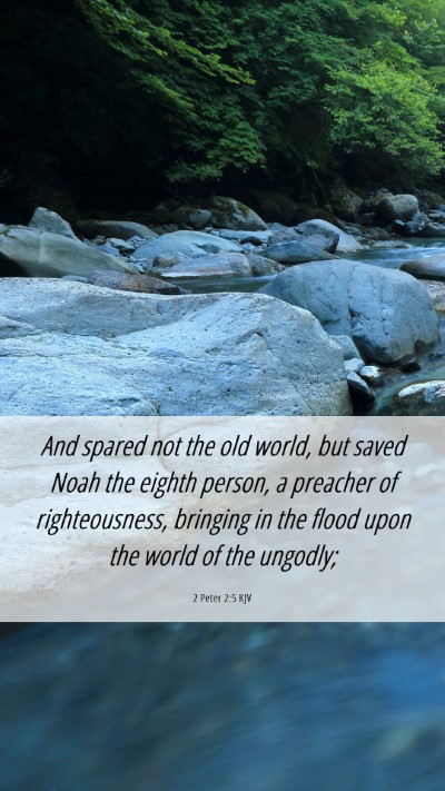 Picture 06 - 2 Peter 2:5 KJV Mobile Phone Wallpaper - And spared not the old world, but saved Noah the - Mobile Bible Verse Wallpaper