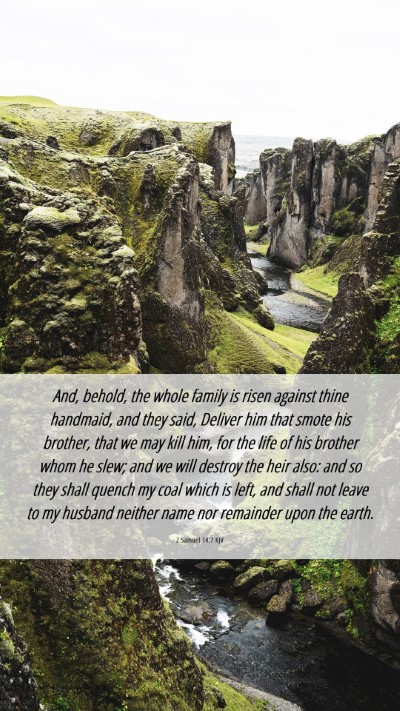 Picture 06 - 2 Samuel 14:7 KJV Mobile Phone Wallpaper - And, behold, the whole family is risen against - Mobile Bible Verse Wallpaper