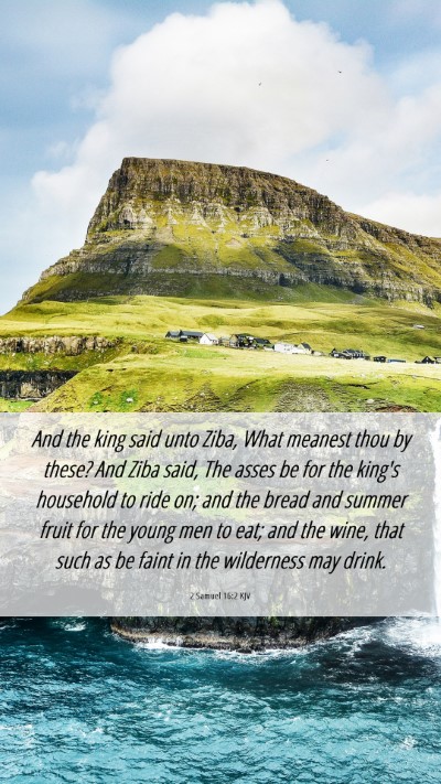 Picture 06 - 2 Samuel 16:2 KJV Mobile Phone Wallpaper - And the king said unto Ziba, What meanest thou by - Mobile Bible Verse Wallpaper