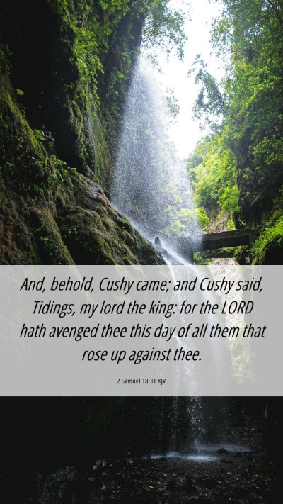 Picture 06 - 2 Samuel 18:31 KJV Mobile Phone Wallpaper - And, behold, Cushy came; and Cushy said, Tidings, - Mobile Bible Verse Wallpaper