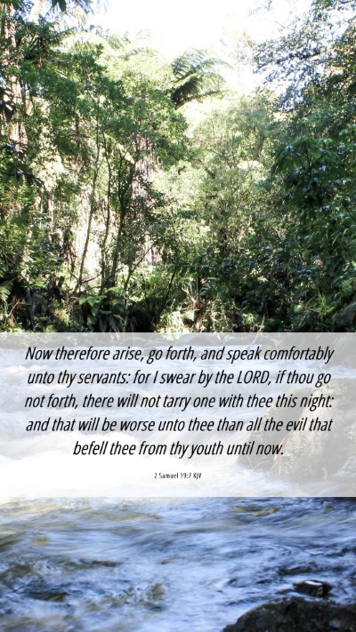 Picture 06 - 2 Samuel 19:7 KJV Mobile Phone Wallpaper - Now therefore arise, go forth, and speak - Mobile Bible Verse Wallpaper