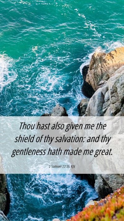 Picture 06 - 2 Samuel 22:36 KJV Mobile Phone Wallpaper - Thou hast also given me the shield of thy - Mobile Bible Verse Wallpaper