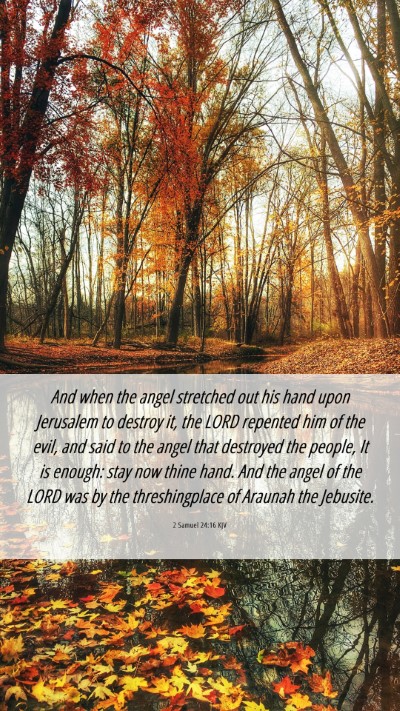 Picture 06 - 2 Samuel 24:16 KJV Mobile Phone Wallpaper - And when the angel stretched out his hand upon - Mobile Bible Verse Wallpaper