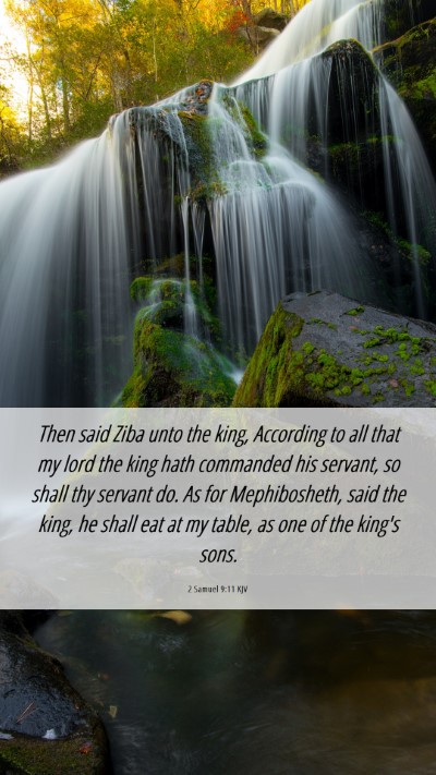 Picture 06 - 2 Samuel 9:11 KJV Mobile Phone Wallpaper - Then said Ziba unto the king, According to all - Mobile Bible Verse Wallpaper