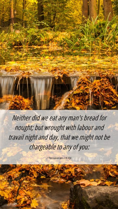 Picture 06 - 2 Thessalonians 3:8 KJV Mobile Phone Wallpaper - Neither did we eat any man's bread for nought; - Mobile Bible Verse Wallpaper