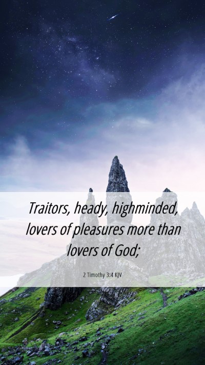 Picture 06 - 2 Timothy 3:4 KJV Mobile Phone Wallpaper - Traitors, heady, highminded, lovers of pleasures - Mobile Bible Verse Wallpaper