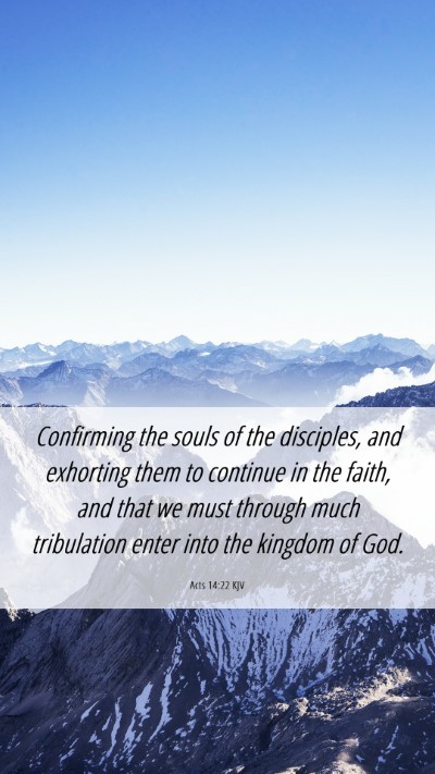 Picture 06 - Acts 14:22 KJV Mobile Phone Wallpaper - Confirming the souls of the disciples, and - Mobile Bible Verse Wallpaper