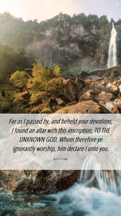 Picture 06 - Acts 17:23 KJV Mobile Phone Wallpaper - For as I passed by, and beheld your devotions, I - Mobile Bible Verse Wallpaper