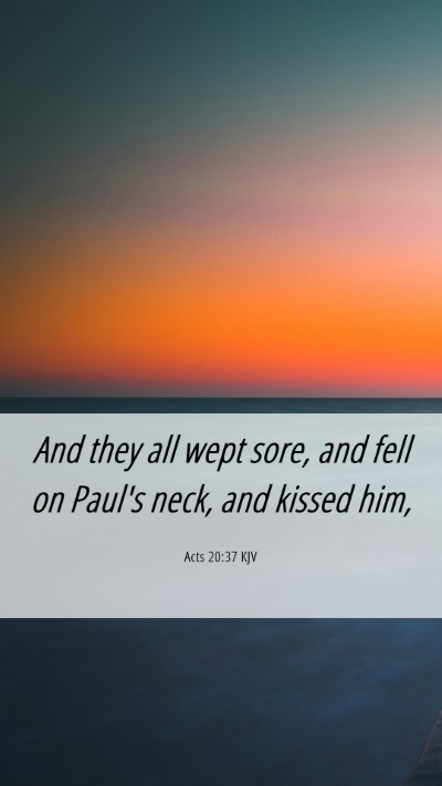 Picture 06 - Acts 20:37 KJV Mobile Phone Wallpaper - And they all wept sore, and fell on Paul's neck, - Mobile Bible Verse Wallpaper