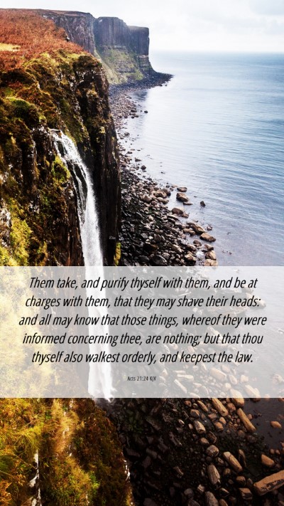 Picture 06 - Acts 21:24 KJV Mobile Phone Wallpaper - Them take, and purify thyself with them, and be - Mobile Bible Verse Wallpaper