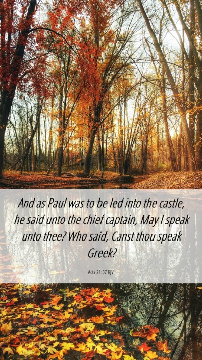 Picture 06 - Acts 21:37 KJV Mobile Phone Wallpaper - And as Paul was to be led into the castle, he - Mobile Bible Verse Wallpaper