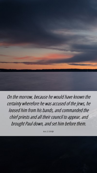 Picture 06 - Acts 22:30 KJV Mobile Phone Wallpaper - On the morrow, because he would have known the - Mobile Bible Verse Wallpaper