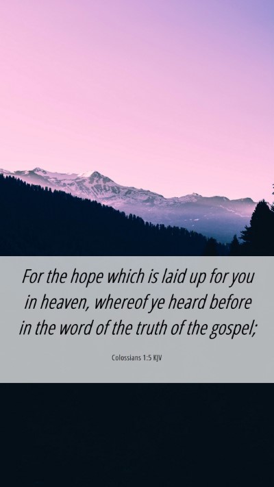 Picture 06 - Colossians 1:5 KJV Mobile Phone Wallpaper - For the hope which is laid up for you in heaven, - Mobile Bible Verse Wallpaper