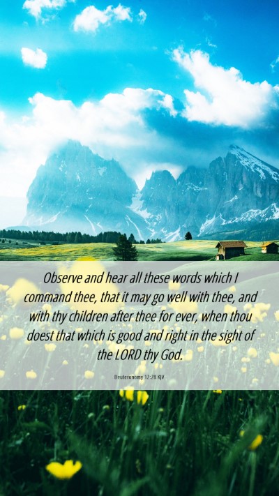 Picture 06 - Deuteronomy 12:28 KJV Mobile Phone Wallpaper - Observe and hear all these words which I command - Mobile Bible Verse Wallpaper