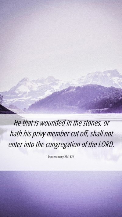 Picture 06 - Deuteronomy 23:1 KJV Mobile Phone Wallpaper - He that is wounded in the stones, or hath his - Mobile Bible Verse Wallpaper