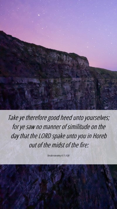 Picture 06 - Deuteronomy 4:15 KJV Mobile Phone Wallpaper - Take ye therefore good heed unto yourselves; for - Mobile Bible Verse Wallpaper