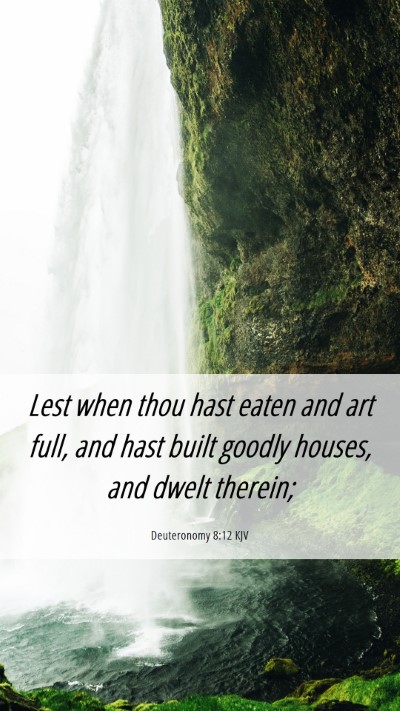 Picture 06 - Deuteronomy 8:12 KJV Mobile Phone Wallpaper - Lest when thou hast eaten and art full, and hast - Mobile Bible Verse Wallpaper