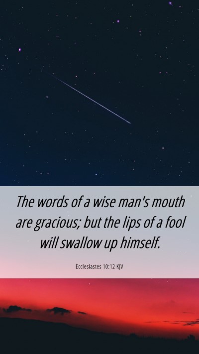 Picture 06 - Ecclesiastes 10:12 KJV Mobile Phone Wallpaper - The words of a wise man's mouth are gracious; but - Mobile Bible Verse Wallpaper