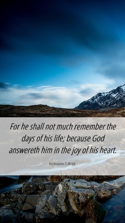 Picture 06 - Ecclesiastes 5:20 KJV Mobile Phone Wallpaper - For he shall not much remember the days of his - Mobile Bible Verse Wallpaper