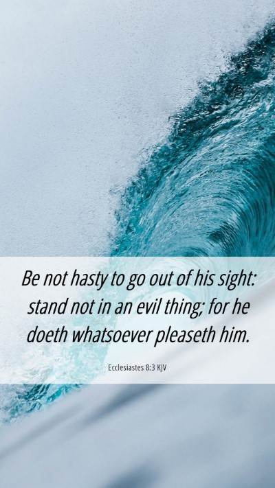 Picture 06 - Ecclesiastes 8:3 KJV Mobile Phone Wallpaper - Be not hasty to go out of his sight: stand not in - Mobile Bible Verse Wallpaper