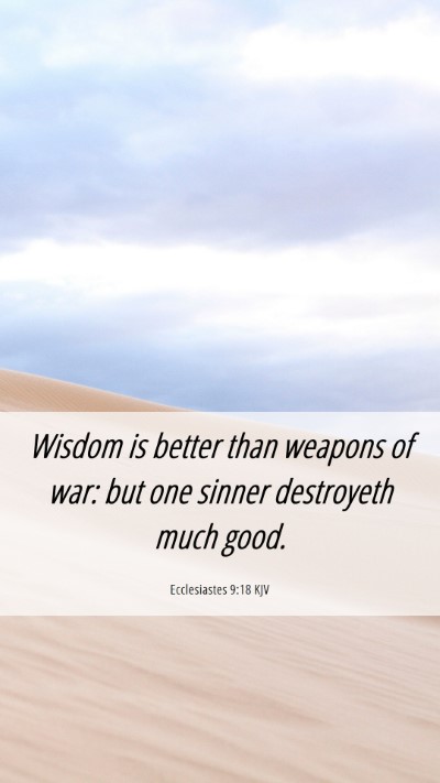 Picture 06 - Ecclesiastes 9:18 KJV Mobile Phone Wallpaper - Wisdom is better than weapons of war: but one - Mobile Bible Verse Wallpaper