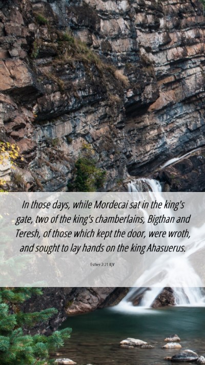 Picture 06 - Esther 2:21 KJV Mobile Phone Wallpaper - In those days, while Mordecai sat in the king's - Mobile Bible Verse Wallpaper