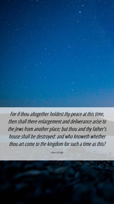 Picture 06 - Esther 4:14 KJV Mobile Phone Wallpaper - For if thou altogether holdest thy peace at this - Mobile Bible Verse Wallpaper