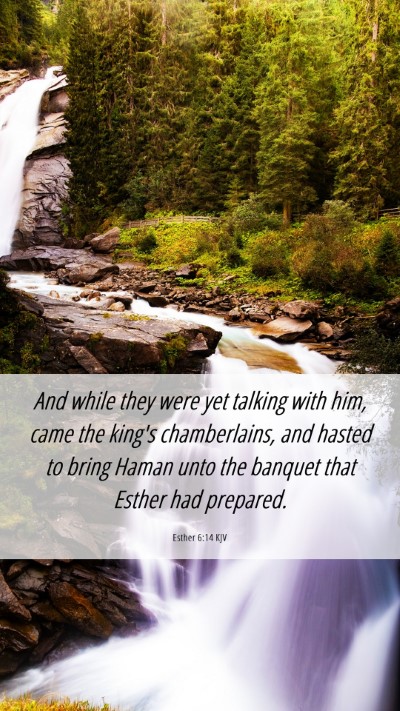 Picture 06 - Esther 6:14 KJV Mobile Phone Wallpaper - And while they were yet talking with him, came - Mobile Bible Verse Wallpaper