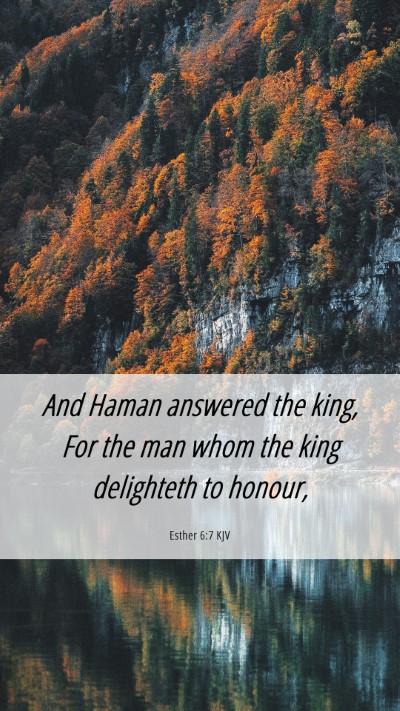 Picture 06 - Esther 6:7 KJV Mobile Phone Wallpaper - And Haman answered the king, For the man whom the - Mobile Bible Verse Wallpaper
