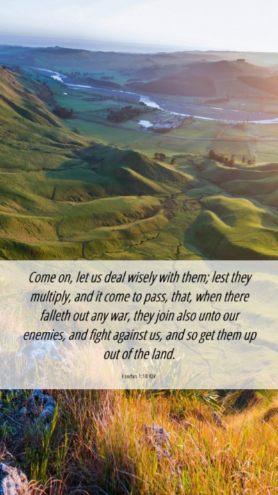 Picture 06 - Exodus 1:10 KJV Mobile Phone Wallpaper - Come on, let us deal wisely with them; lest they - Mobile Bible Verse Wallpaper