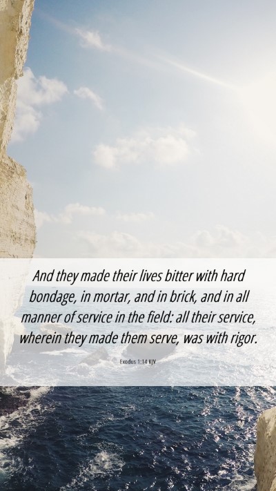 Picture 06 - Exodus 1:14 KJV Mobile Phone Wallpaper - And they made their lives bitter with hard - Mobile Bible Verse Wallpaper