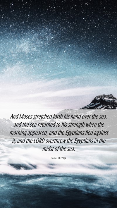Picture 06 - Exodus 14:27 KJV Mobile Phone Wallpaper - And Moses stretched forth his hand over the sea, - Mobile Bible Verse Wallpaper