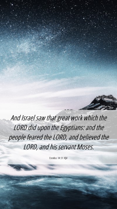 Picture 06 - Exodus 14:31 KJV Mobile Phone Wallpaper - And Israel saw that great work which the LORD did - Mobile Bible Verse Wallpaper